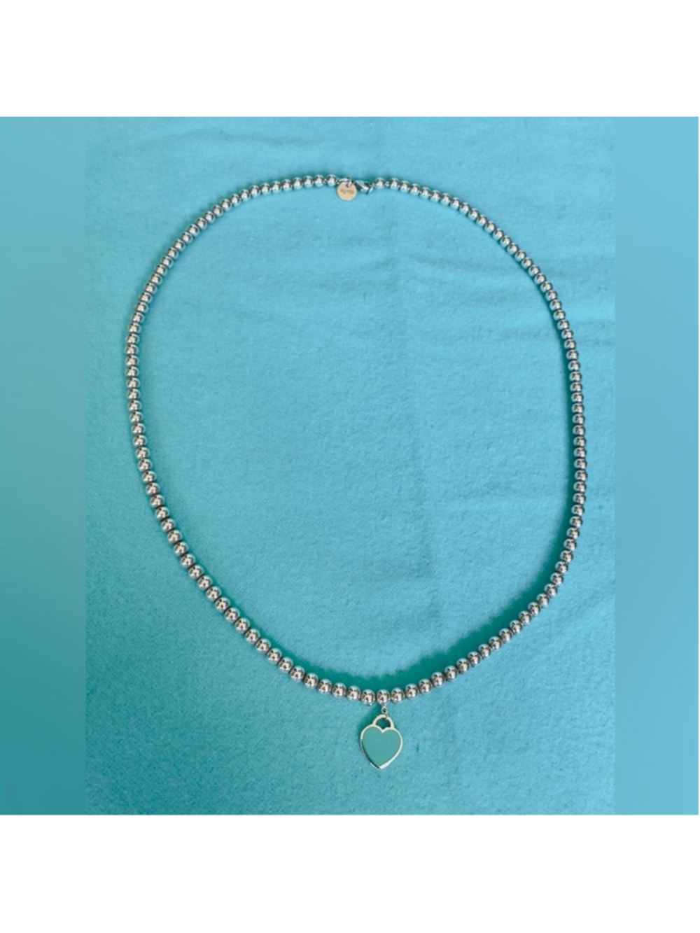 18” Return to Tiffany Blue Enamel Mini Heart Tag Bead Necklace - Picture 5 of 10